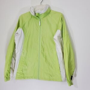 Columbia Lime Green and White Windbreaker Jacket, SIZE Medium